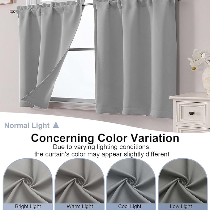 Chyhomenyc Silver Grey Short Blackout Curtains 36 Inch Length, Small Kitchen - Image 8