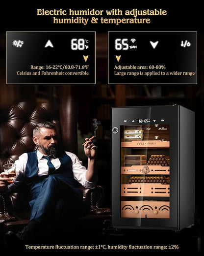 Electric Cigar Humidor Cabinet up to 600 Cigars, Temperature & Humidity Control - Image 2
