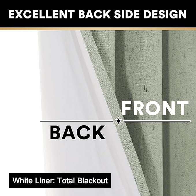 PrinceDeco Sage 100% Blackout Curtains 54" Long Blackout Curtains - Image 5