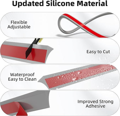 39 Inch Shower Threshold Water Dam Barrier Door Bottom Seal Strip, Silicone - Image 3