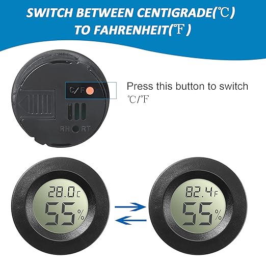 Weewooday 8 Pcs Mini Hygrometer Thermometer Round Digital Humidity Gauge - Image 3