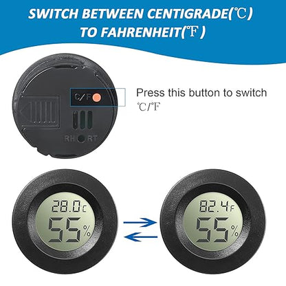Weewooday 8 Pcs Mini Hygrometer Thermometer Round Digital Humidity Gauge - Image 3