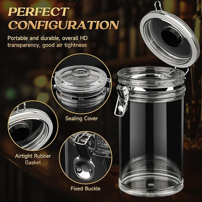 XIFEI Acrylic Humidor Jar with Digital Hygrometer, Tall Design Storage Case - Image 3