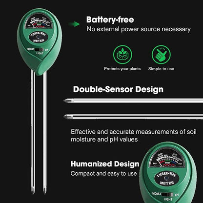 VIVOSUN Soil Tester, 3-in-1 Plant Moisture Meter Light and PH Tester - Image 3