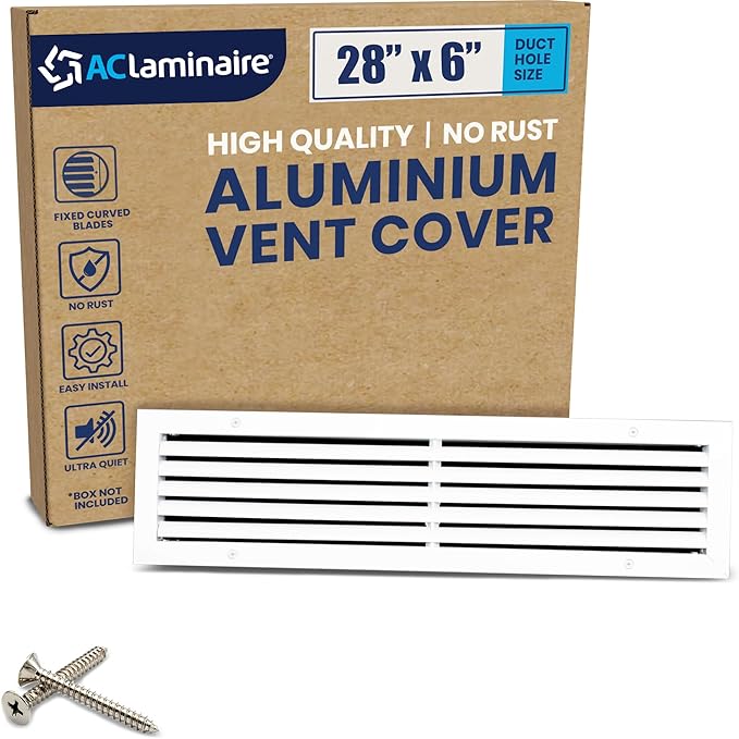 28x6 Inch Air Return Vent Cover Decorative – Premium Aluminum AC Vent Cover by LAMINAIRE