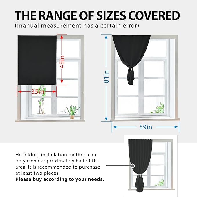 Autohesion Curtains for Windows, Bedroom Blackout Curtains for - Image 3