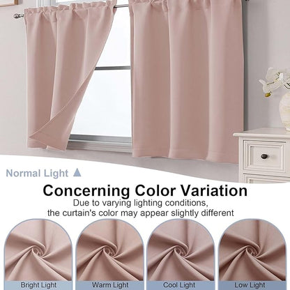 Chyhomenyc Blush Pink Short Blackout Curtains 24 Inch Length, Small Kitchen - Image 8