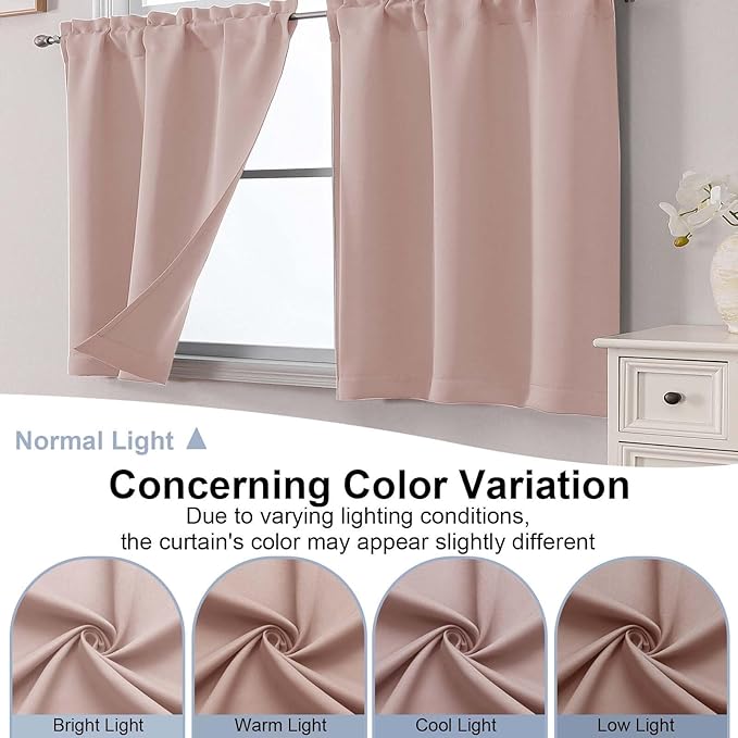 Chyhomenyc Blush Pink Short Blackout Curtains 30 Inch Length, Small Kitchen - Image 8