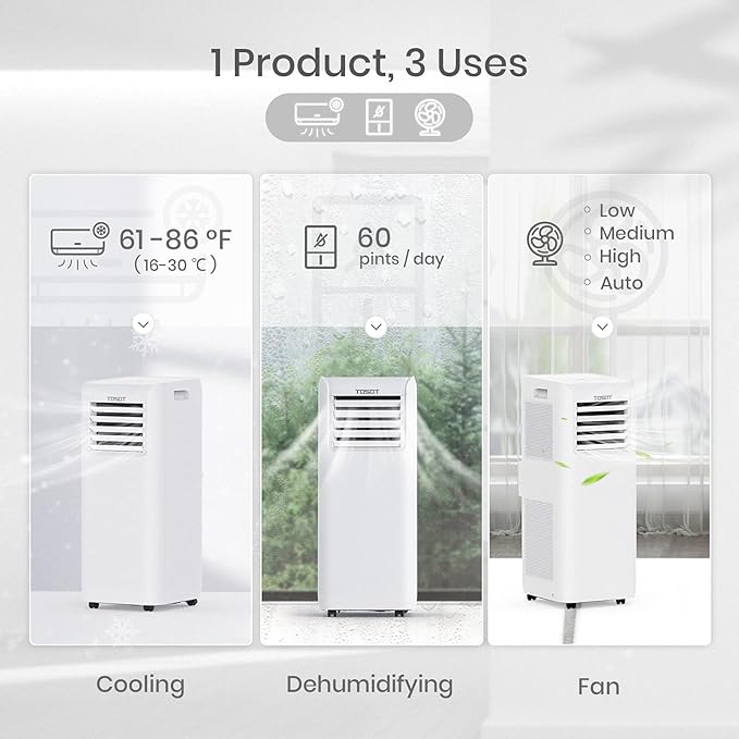 TOSOT 9, 500 BTU Air Conditioner, Easy Install, Quiet 3-in-1 Portable AC - Image 3