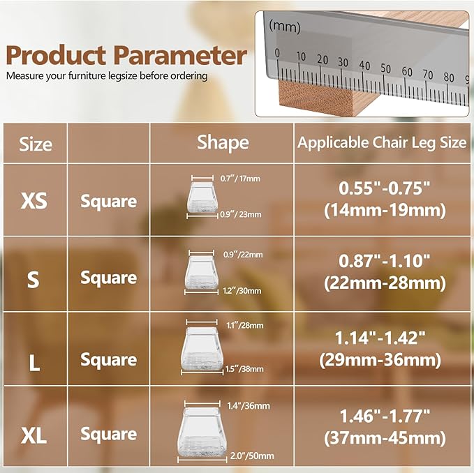 16Pcs Square Chair Leg Floor Protectors - Image 3
