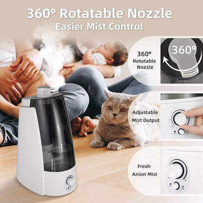 Cool Mist Humidifier for Office & Bedroom, 5L Top Fill Personal Humidifier - Image 2