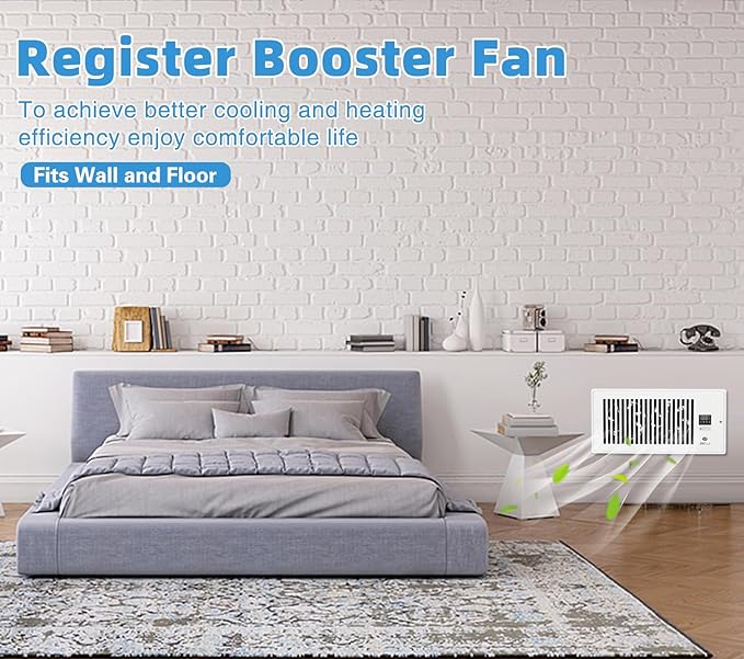 GCJ Register Booster Fan, Fits Wall and Floor 4"x 12" Register Holes, Vent Fan - Image 7