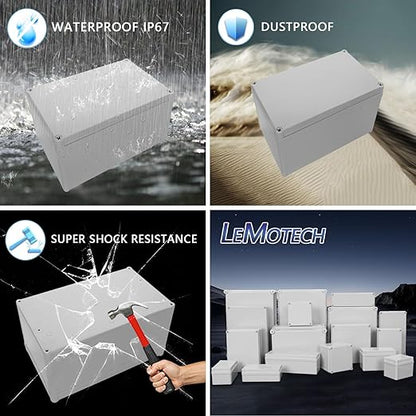 LeMotech IP67 Waterproof Junction Box ABS Plastic Project Box Dustproof - Image 8