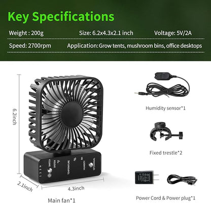 4" Grow Tent Fan with Auto Humidity Control | Quiet Oscillating Ventilation - Image 8