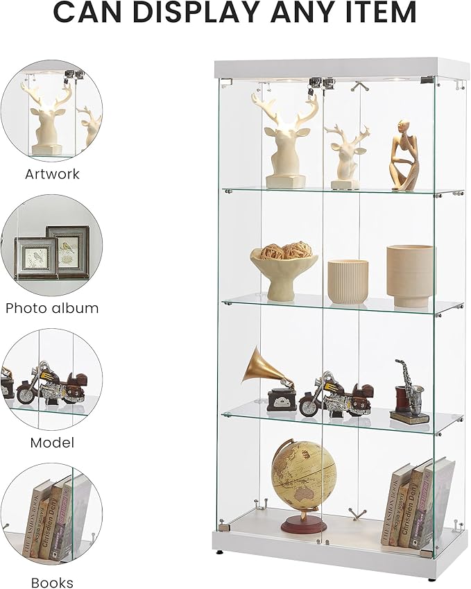 Yoluckea 4 Shelves Glass Display Cabinet - Image 5