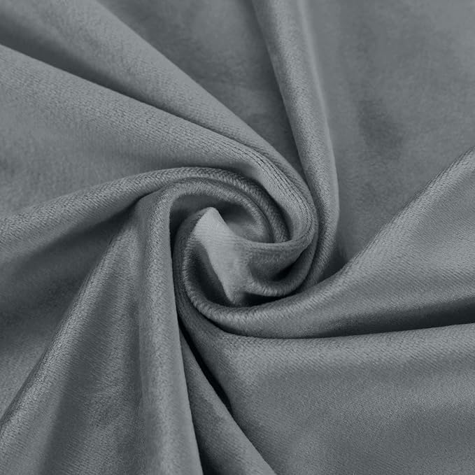ChadMade Extra Wide Blackout Lined Premium Velvet Curtain Natural Grey 120Wx96L - Image 6