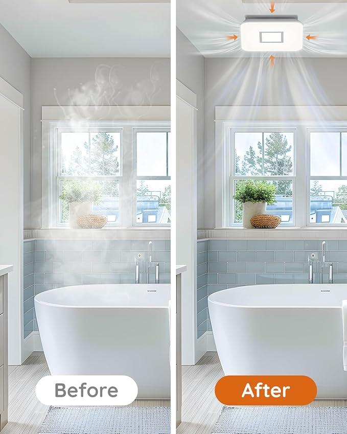 Fitop Bathroom Fan with Light，110CFM 1.0 Sones 1200lm LED Light - Image 6