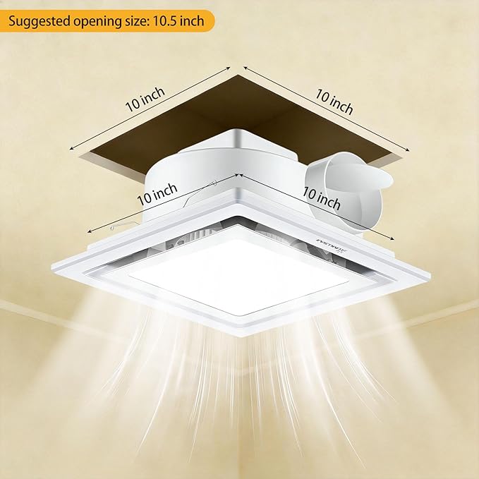 Bathroom Exhaust Fan with Light 12" Ultra Quiet 1.0 Sones, Exhaust Fan Mounting - Image 5