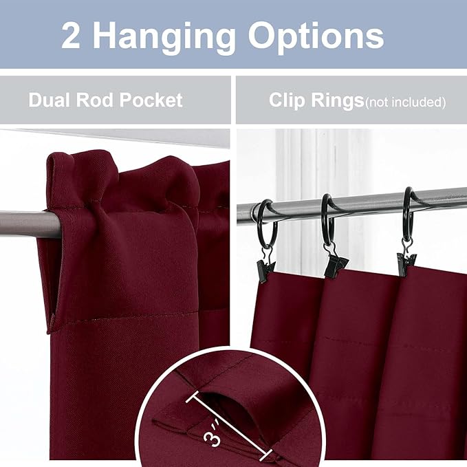 Chyhomenyc Short Burgundy Curtains 36 Inch Length, Small Kitchen Curtain Tier - Image 5