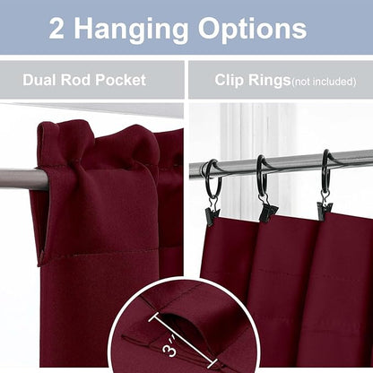 Chyhomenyc Short Burgundy Curtains 36 Inch Length, Small Kitchen Curtain Tier - Image 5