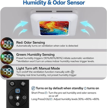Bathroom Exhaust Fan with Light Humidity Sensor, Bathroom Fan with Humidity - Image 3