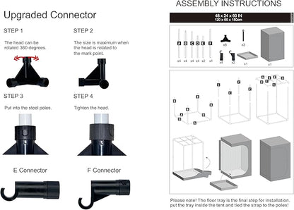4x2 Grow Tent Plant Tent Dark Room, 600D Mylar Hydroponic 48"x24"x60" Grow Tent - Image 9