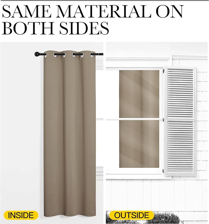 NICETOWN Taupe Blackout Curtain 96 inch Long, W55 x L96, 1 Panel, Thermal - Image 5