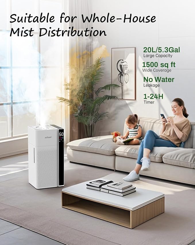 Mifasol Humidifier Large Room, 5.3Gal/20L Large Humidifiers - Image 2