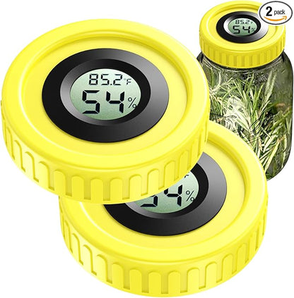 Mason Jar Lids Built-In Stash Hygrometer Herb Curing monitor fits all Wide by ZHANXUBIO