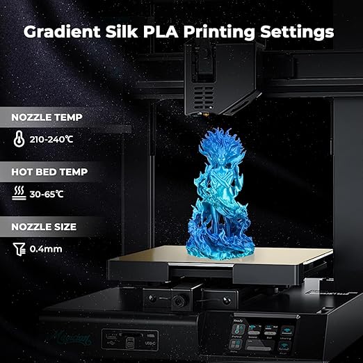 AMOLEN Silk Shiny Gradient PLA 4KG 3D Printer Filament Bundle, Sparkle Gradient - Image 4