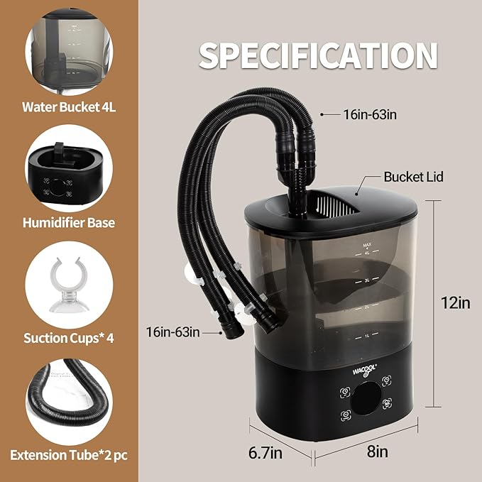 WACOOL Upgraded Digital Timing Reptile Fogger, 4L No Leak Reptile Humidifier - Image 3