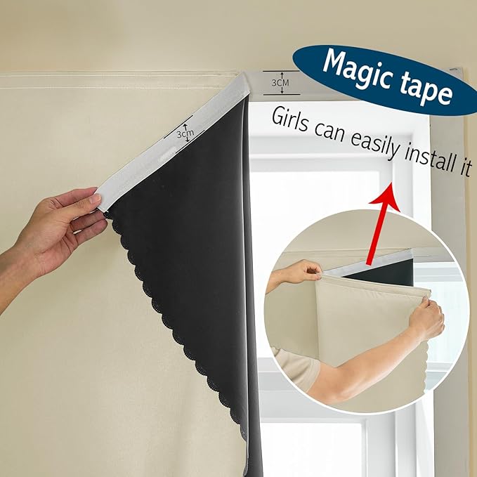 Adhesive Curtain 100% Blackout No-Drill Easy Install - Image 6