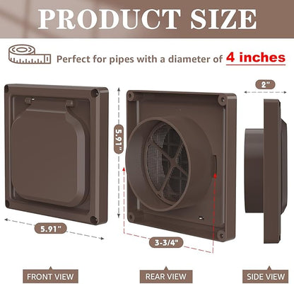 Dryer Vent Cover Outside 4 inch, Magnetic Door Design, Durable Airflow Vent - Image 2