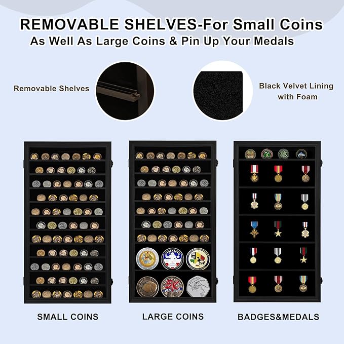 Jinchuan Military Challenge Coin Display Case Lockable Cabinet Holder Shadow Box - Image 4
