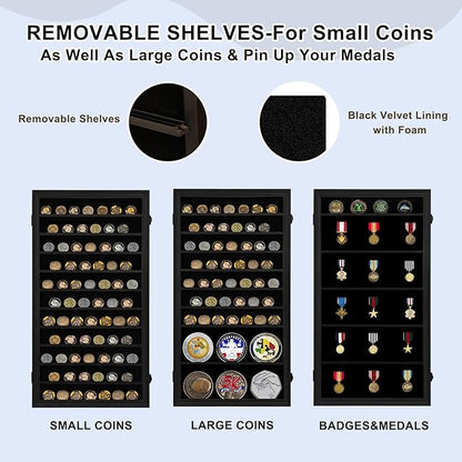 Jinchuan Military Challenge Coin Display Case Lockable Cabinet Holder Shadow Box - Image 4