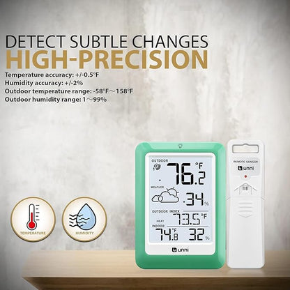 Indoor Outdoor Thermometer Wireless, Temperature Humidity Monitor Battery - Image 4