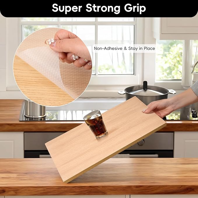 Shelf and Drawer Liner for Kitchen Cabinet, Non Adhesive Durable EVA Shelf Paper - Image 2