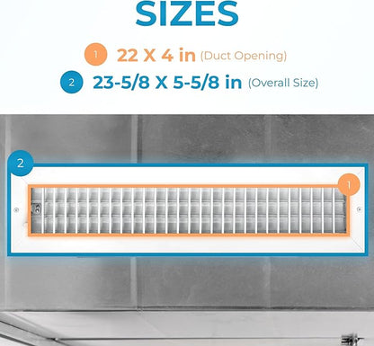 Aluminum 22 x 4 Inch Air Vent Covers Wall AC Grille – Premium Register Vent - Image 3