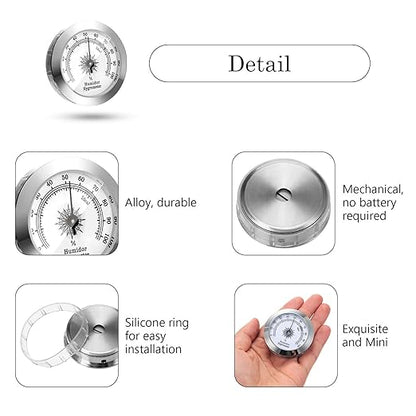 Frienda 2 Pcs Hydrometer 2 Inch Humidity Meter Cigar Humidor Hygrometers Round - Image 4