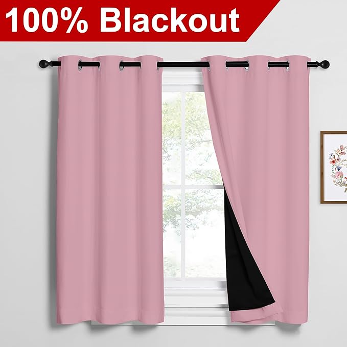 NICETOWN Crystal Pink 100% Blackout Curtains 2 Panels - Image 2