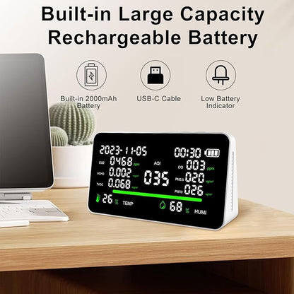 11-in-1 Air Quality Monitor, Indoor CO2/VOC/AQI/PM2.5/Thermometer/Humidity - Image 4