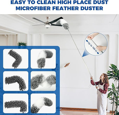 9Pcs Dusters for Cleaning Kit, Extendable Microfiber Duster Tools - Image 2