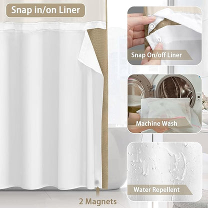No Hook Shower Curtain and Liner Set - Image 4
