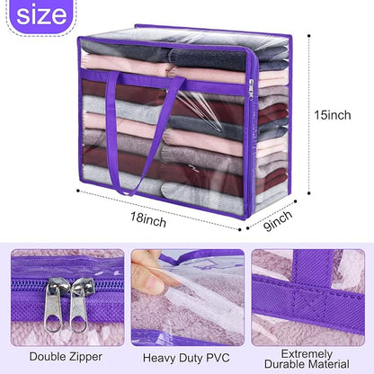 4 Pack Clear Zippered Storage Bags - Image 2