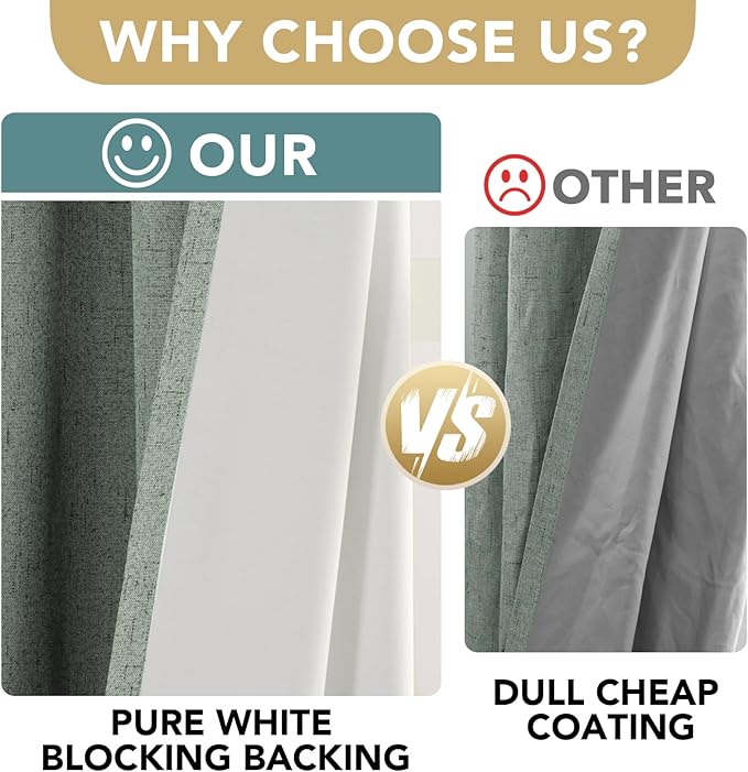 H.VERSAILTEX White Linen Blackout Curtains Durable Thick Textured Linen Look - Image 4