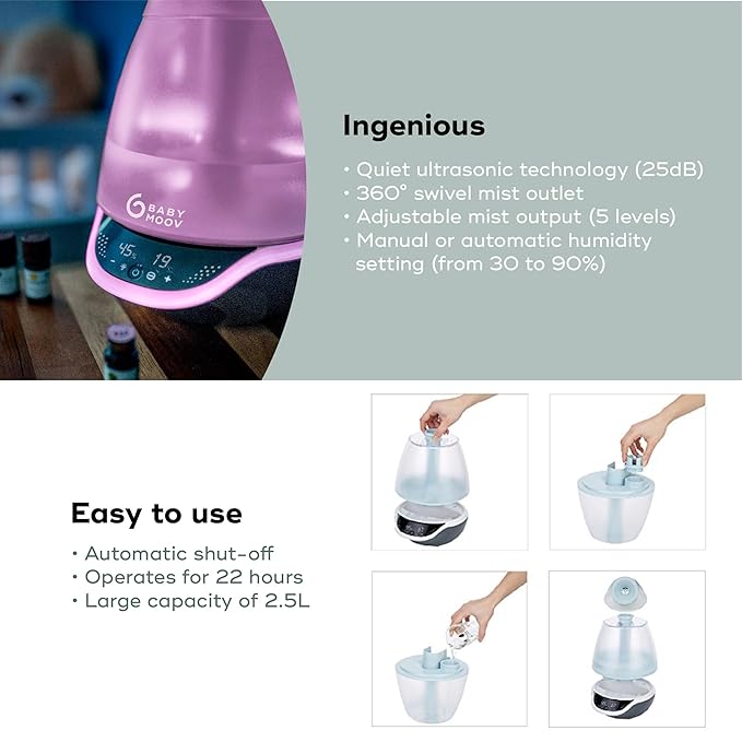 Babymoov Hygro Plus Cool Mist Humidifier 3-in-1 Humidity Control - Image 4