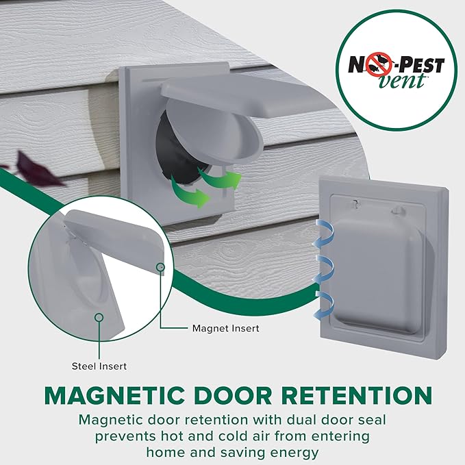 NO-PEST VENT, Exclusive Dual Door Dryer Vent Cover Outdoor 4 inch or Bathroom - Image 4