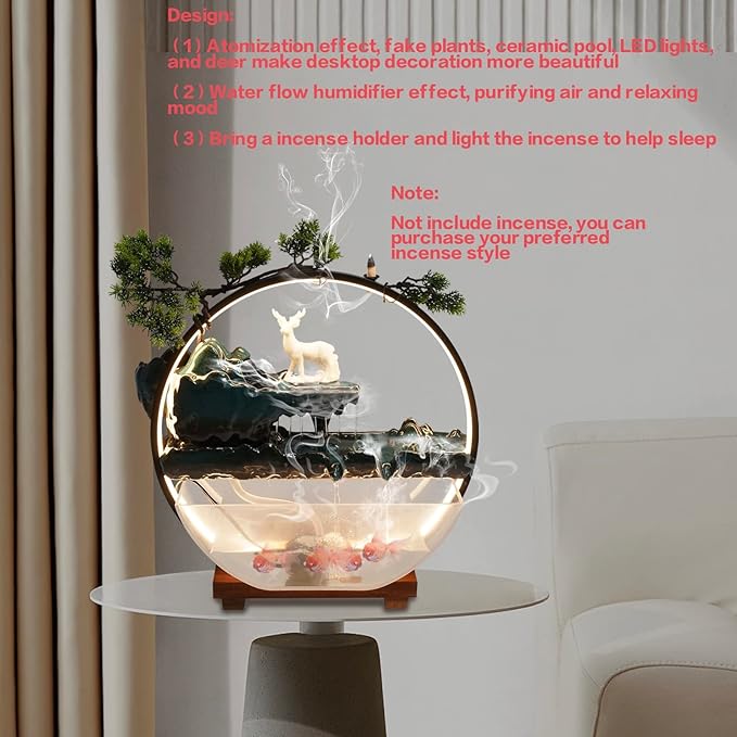 17Inch Mini Fish Tank Tabletop Decoration Indoor Waterfall Fountains Humidifier - Image 4