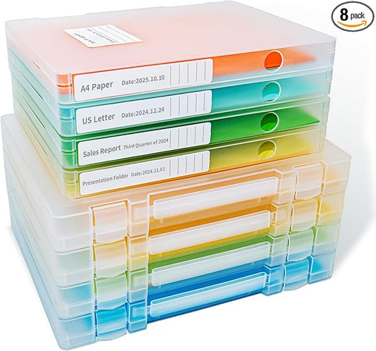 8 Packs Paper Storage Boxes, Plastic Multi-Purpose Thick Scrapbook Storage Box by Mickiewicz