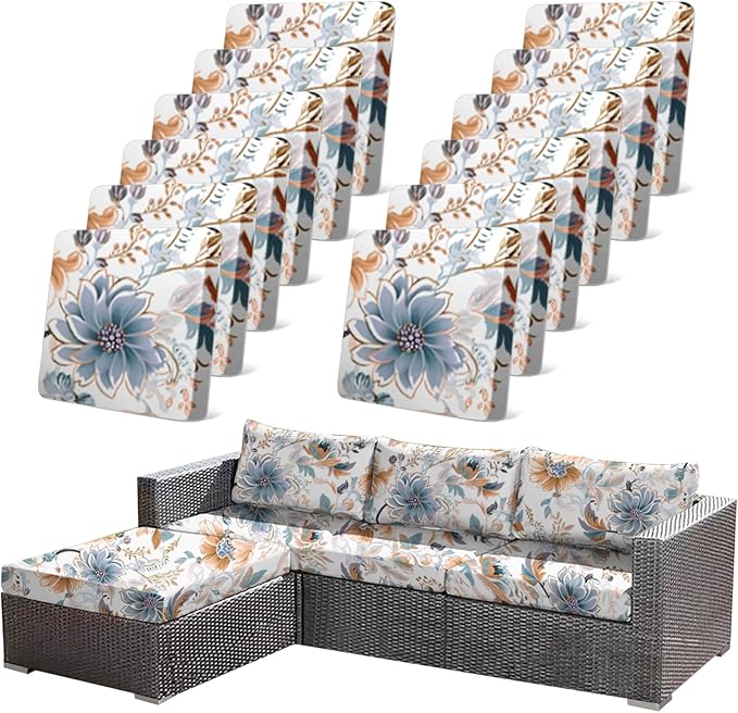 12Pcs High Elastic Digitally Printed Sofa Seat Cushion Cover by CALBODE